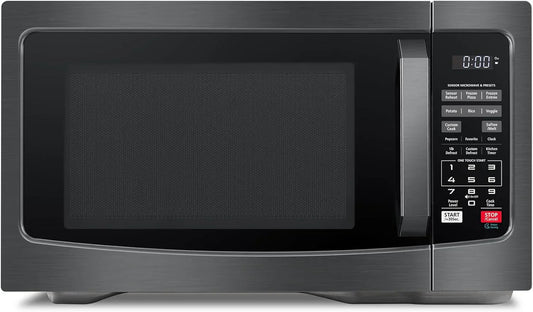 Air Fryer Combo 8-in-1 Countertop Microwave Oven, with Convection, Broil, Odor Removal Mode, 12.4" Position Memory Turntable, Child-Lock, 1.0 Cu.ft, Black Stainless Steel
