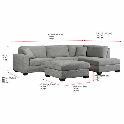 Thomasville Miles Fabric Sectional with Storage Ottoman
