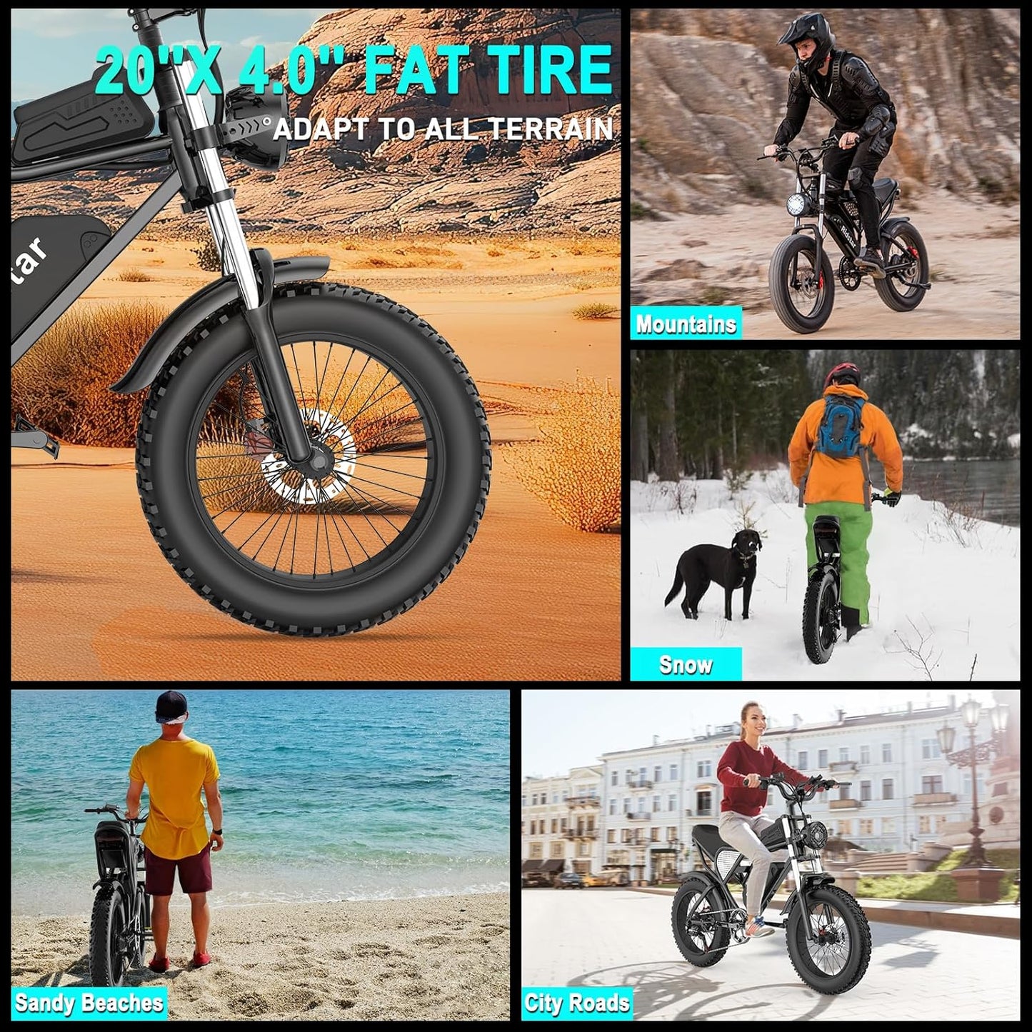Electric Bike Q20, 2000W, 37Mph, 20" Fat Tires